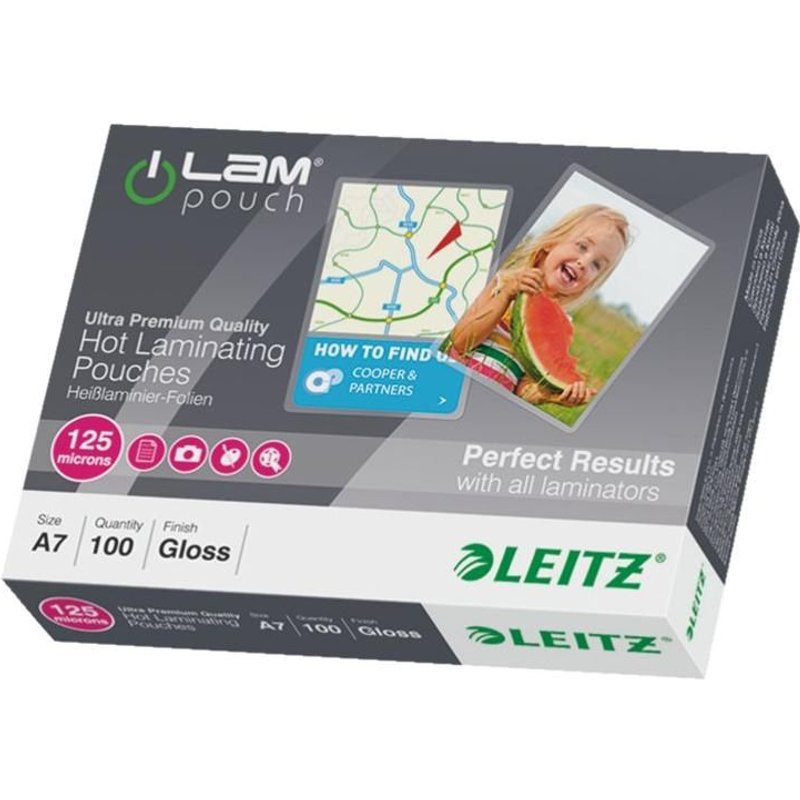 Leitz - Pack de 100 - brillant - A7 (74 x 105 mm) pochettes plastifiées