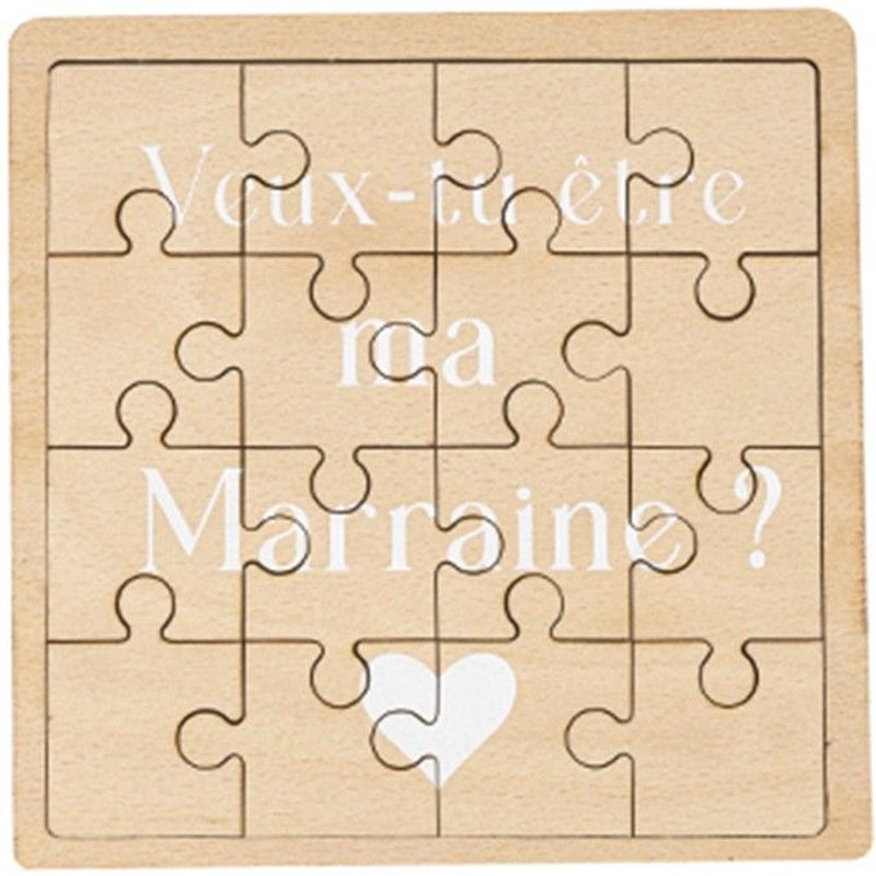 Puzzle Message Demande Marraine 15cm Nature