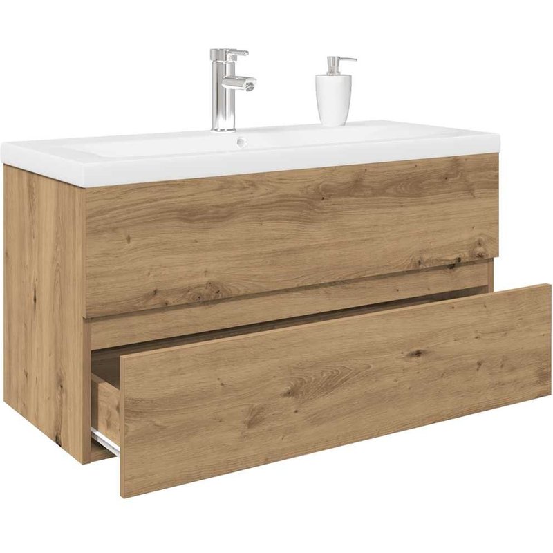 vidaXL Meuble lavabo avec bassin et robinet intĂ©grĂ©s chĂȘne artisanal