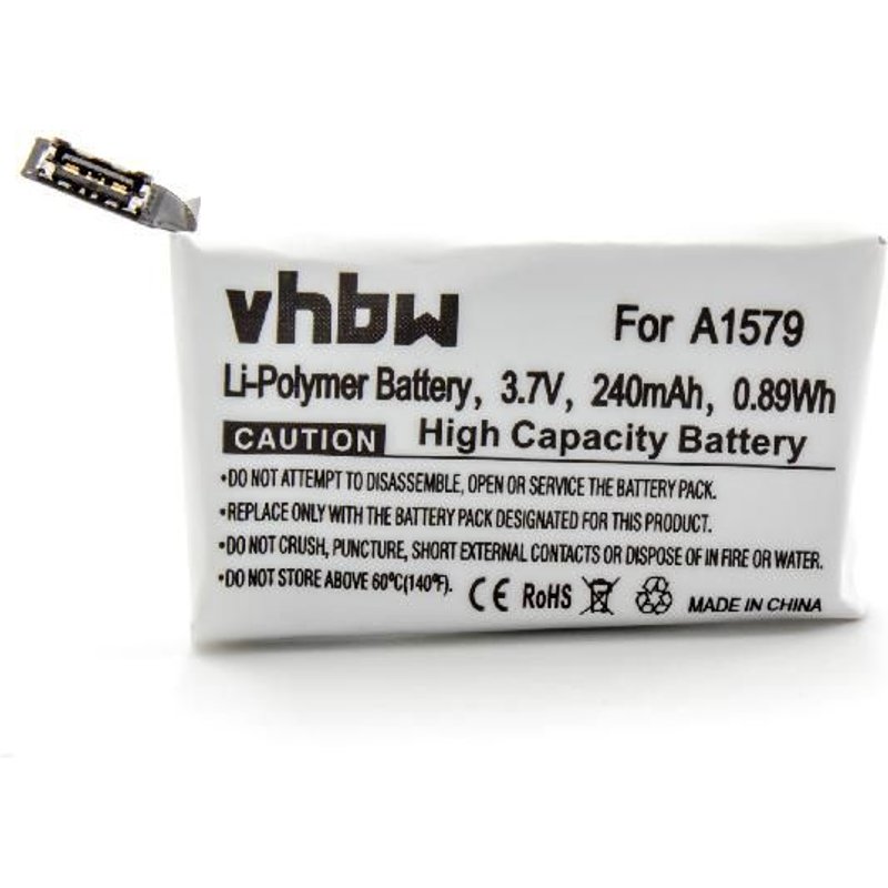 Vhbw Li-Polymère Batterie 240mah (3.7v) Pour Smartwatch Apple Watch A1554 42mm (1st Generation), Mj3n2ll/A, Mj3v2ll/A, Mj4a2ll/A, Mlcc2ll/A