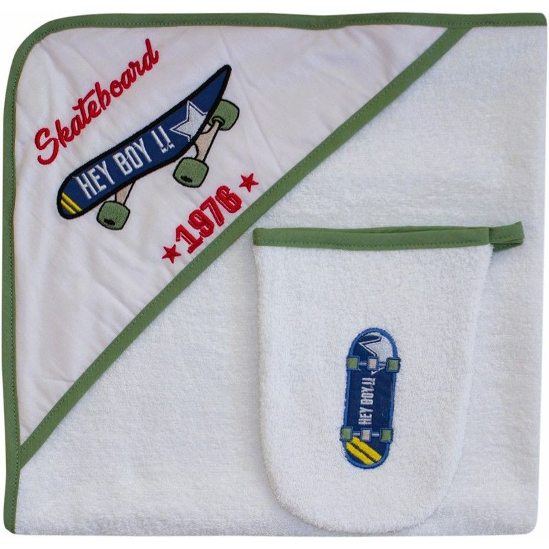 Sortie De Bain + Gant Bébé "Skate" Les Chatounets