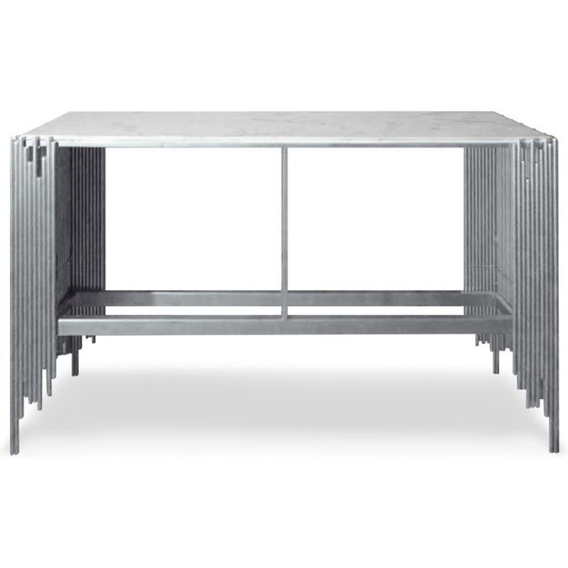Paris Prix - Console Design "Manala" 152cm Blanc & Argent