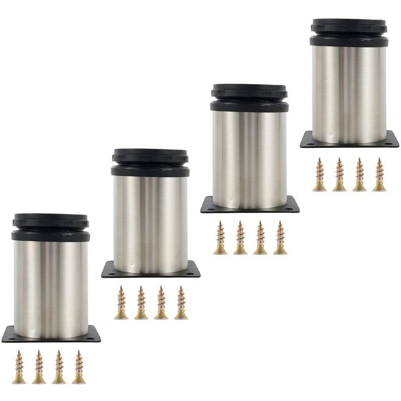 Pieds de meuble réglables en acier inoxydable avec vis de fixation - Durables, antirouille, faciles à installer, polyvalents