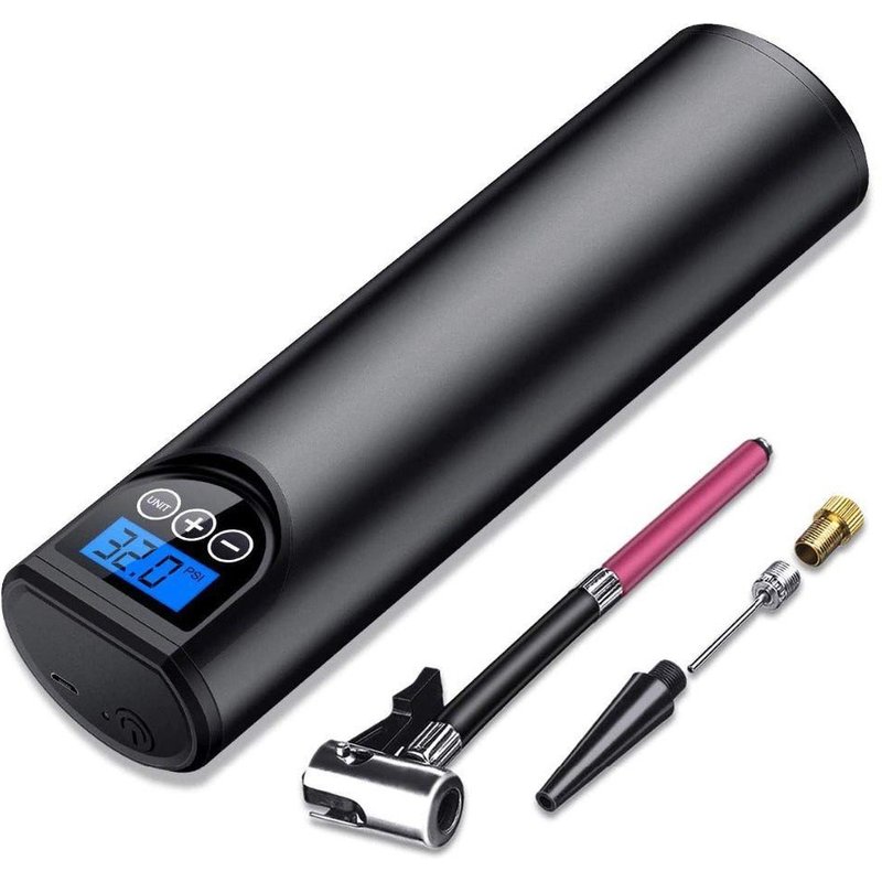 Gonfleur de pneus portable avec écran LCD, 150 PSI, batterie rechargeable, lumières LED, adaptateurs de buse pour voitures et équipements sportifs