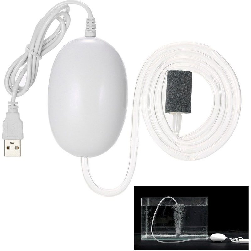 Pompe à oxygène USB pour aquariums et pêche : compacte, portable, silencieuse, augmente le niveau d'oxygène.