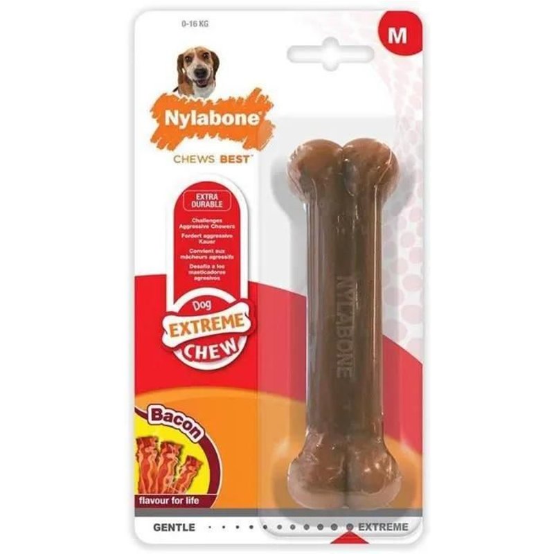 Os À Mâcher - Nylabone - Durabone - Bacon - Moyen - Nylon Résistant