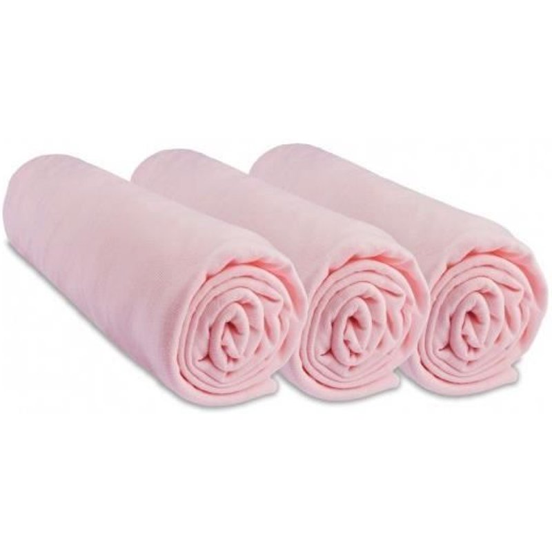 Lot De 3 Draps Housse Jersey Coton 70x140 Rose