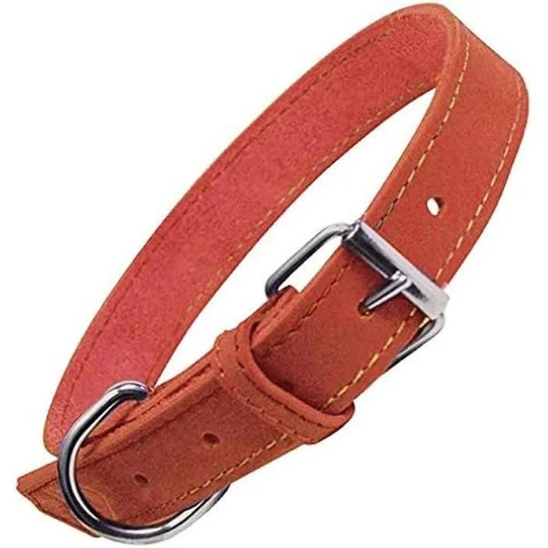 Collier - Gloria - Nubuck - Rouge - Ajustable - Pour Chien Moyen
