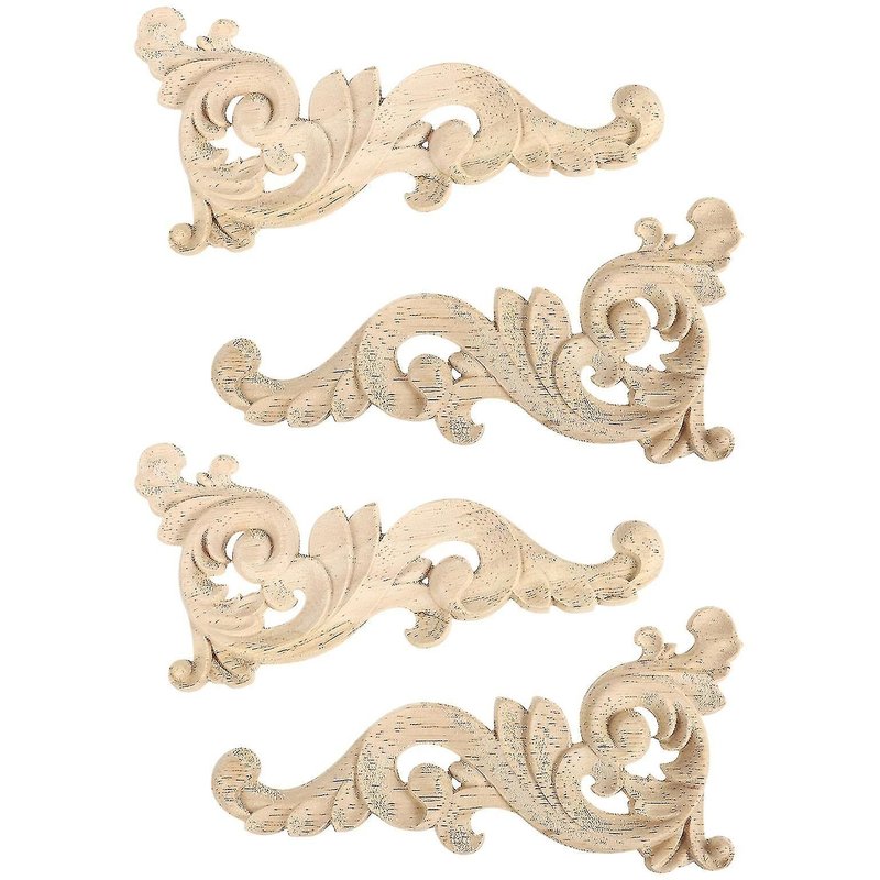 4pcs Appliques En Bois Meubles Cadre De Porte Autocollant Bois