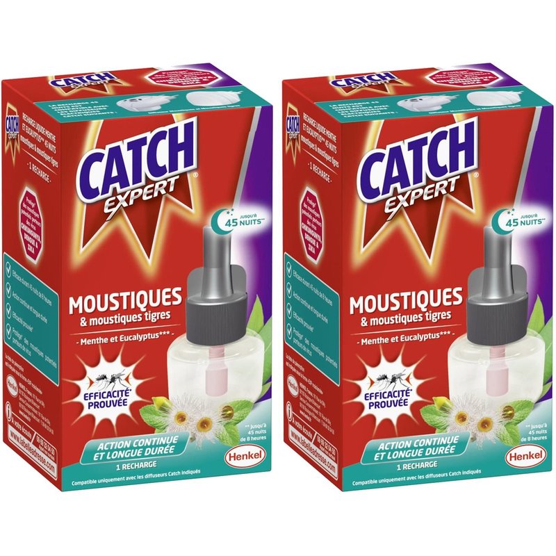 CATCH Lot de 2 Recharges liquide Menthe & Eucalyptus Répulsif 45 Nuits