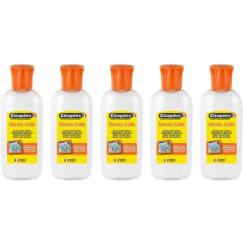 Cléopâtre Lot de 5 Vernis Colle Brillant en 100g