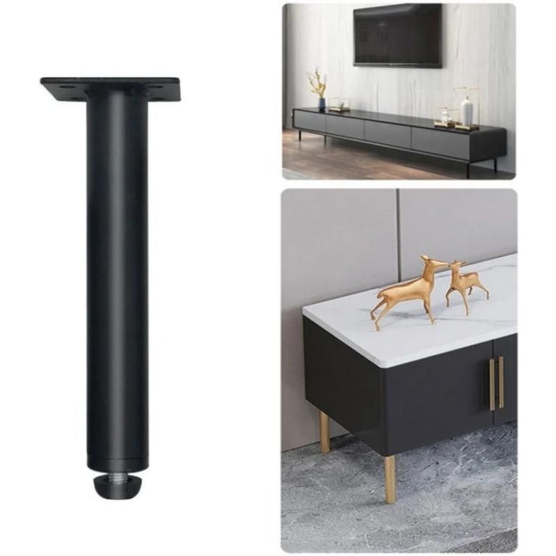 Pieds De Support De Meubles En Métal-Hauteur Réglable 14,5 Cm,Noir Mat Noir Mat
