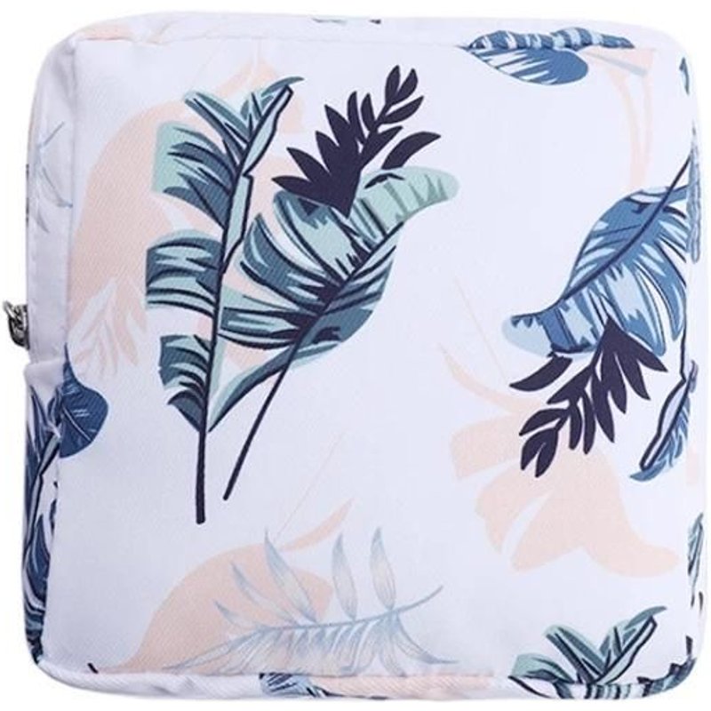 Sac De Rangement De Serviette Hygiénique Portable-3pcs White Leaf Cosmetic Pouch White Leaf