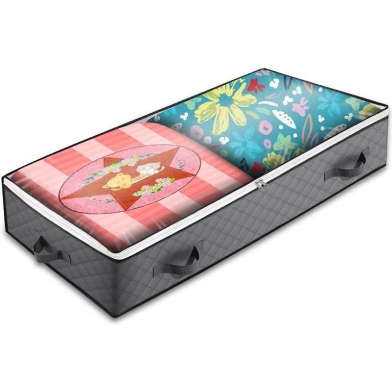 Sac De Rangement Sous Le Lit-Tissu Non TissĂ© Pliable Pour VĂȘtements Et Chaussures,100x50x15cm,Gris FoncĂ©,4 PoignĂ©es 4 PoignĂ©es Gris FoncĂ©