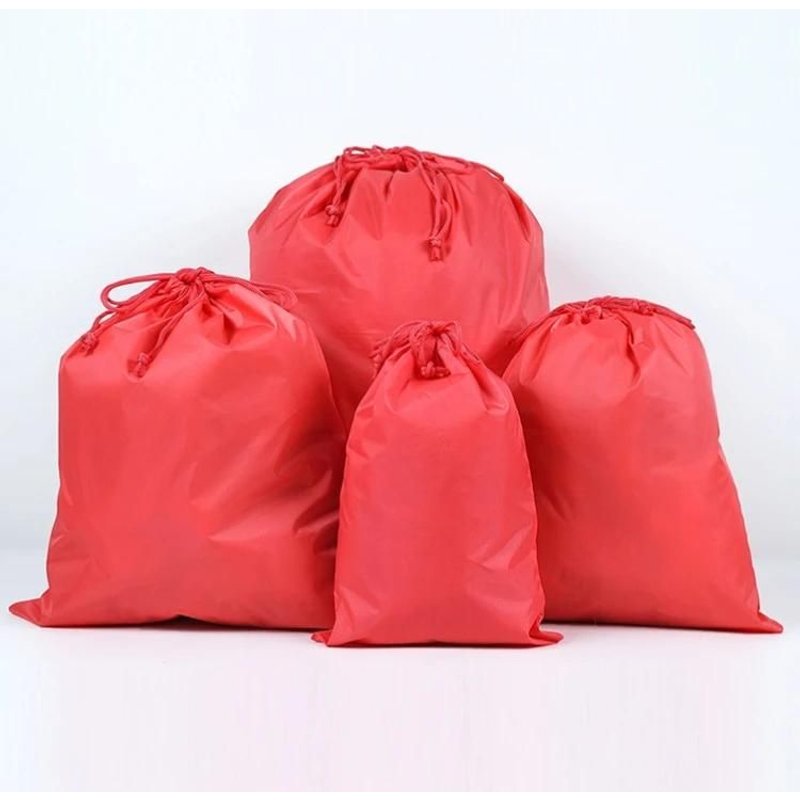 Sacs De Rangement De Voyage Portables Étanches-10pcs Poches À Cordon De Serrage En Nylon 20x30cm Rouge Rouge