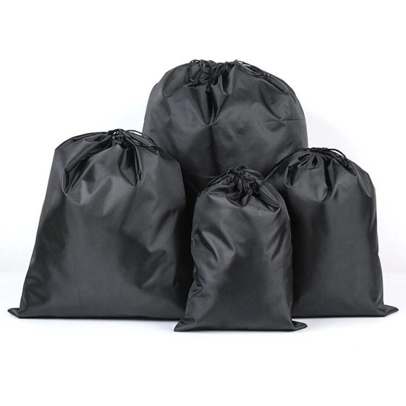 Sacs De Rangement De Voyage Portables Étanches-10pcs Cordon De Serrage En Nylon,20x30cm,Noir Noir