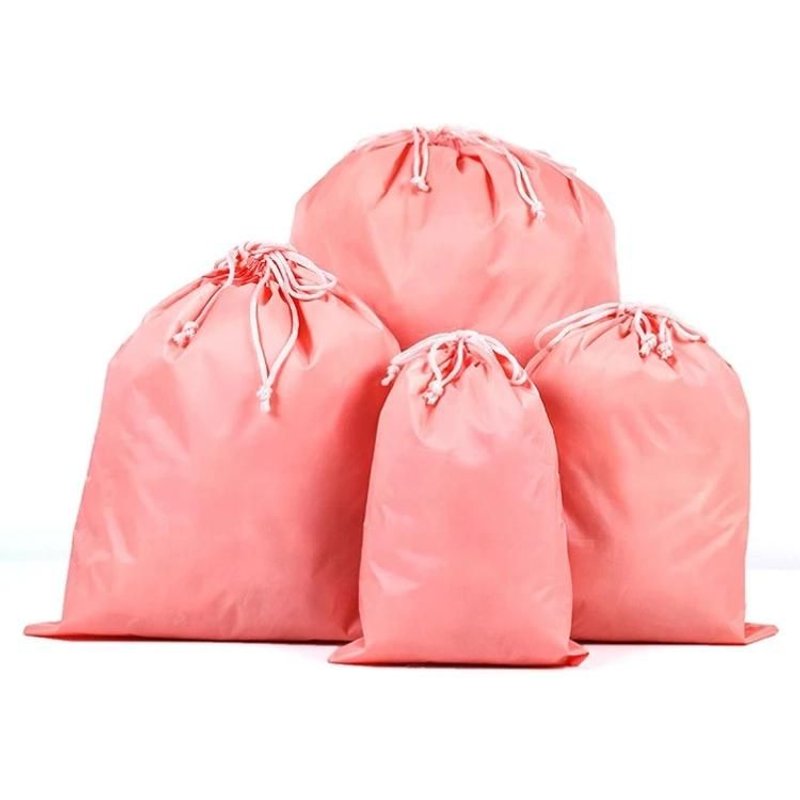 Sacs De Rangement De Voyage Portables Étanches-10pcs Cordon De Serrage En Nylon,27x34cm,Rose Rose