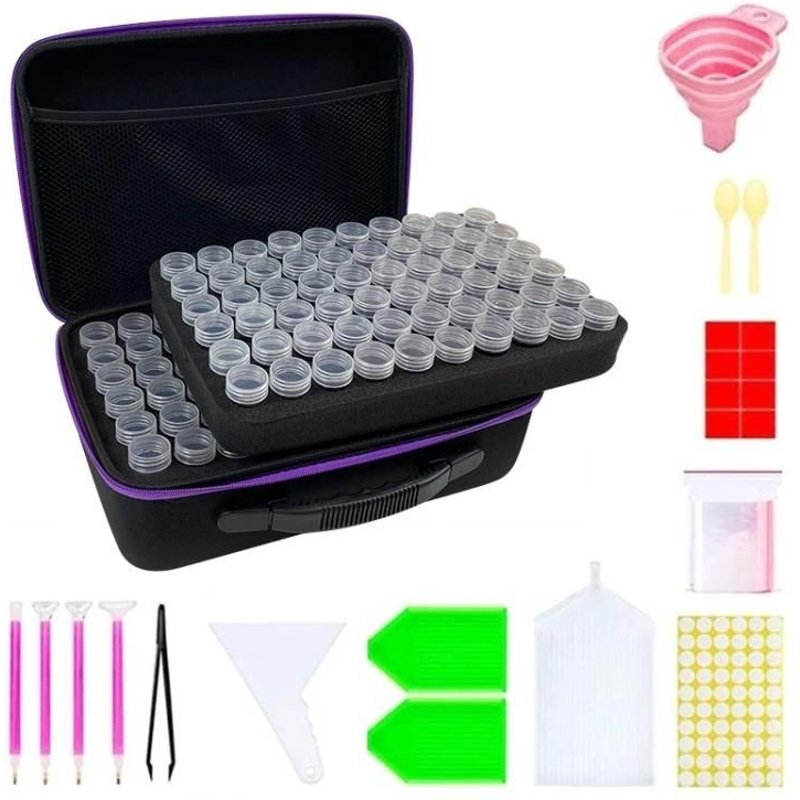 Ensemble D'outils De Peinture Au Diamant Portable Multifonctionnel-Sac De Rangement À Grille 120 (Violet)