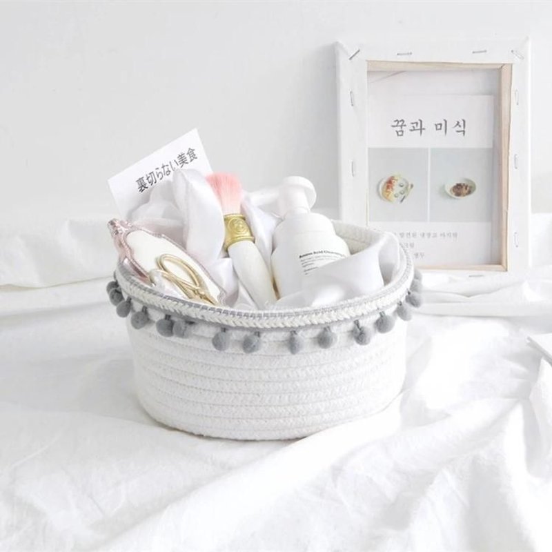 Corde De Coton Paniers De Rangement-2 Pcs Paniers D'articles Divers Tissés,Gris Gris