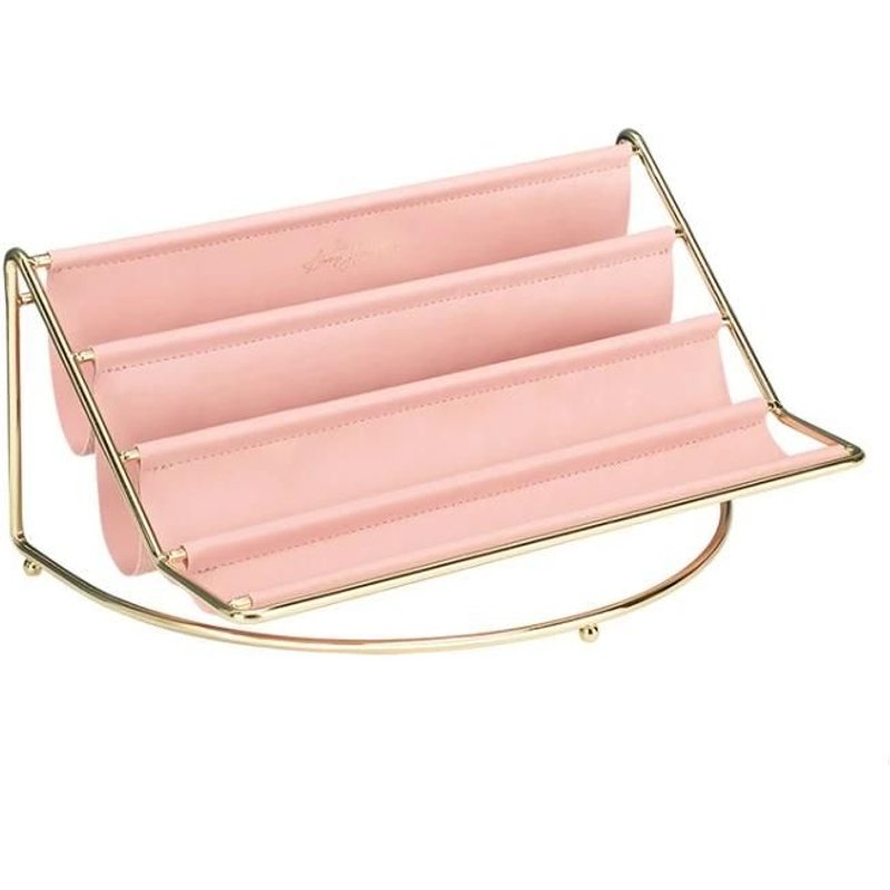 Support De Bureau En Fer Forgé Multicouche-Plateau De Rangement En Cuir Rose Pour Clés,Tablettes,Montres Et Articles Divers