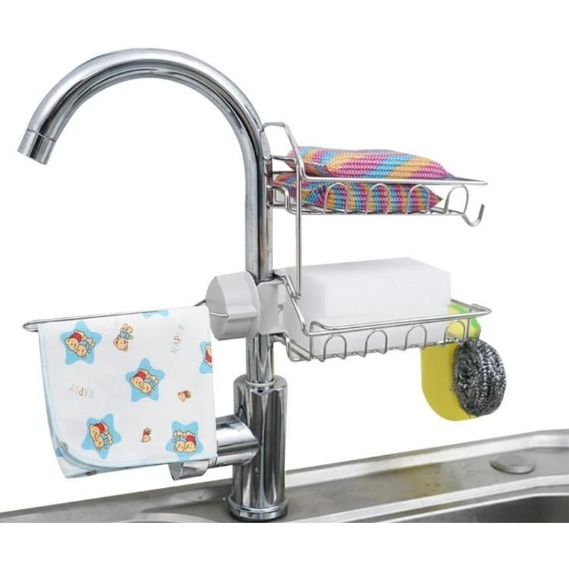 Support De Rangement Pour Évier De Cuisine En Acier Inoxydable-Égouttoir Perforé De Type C