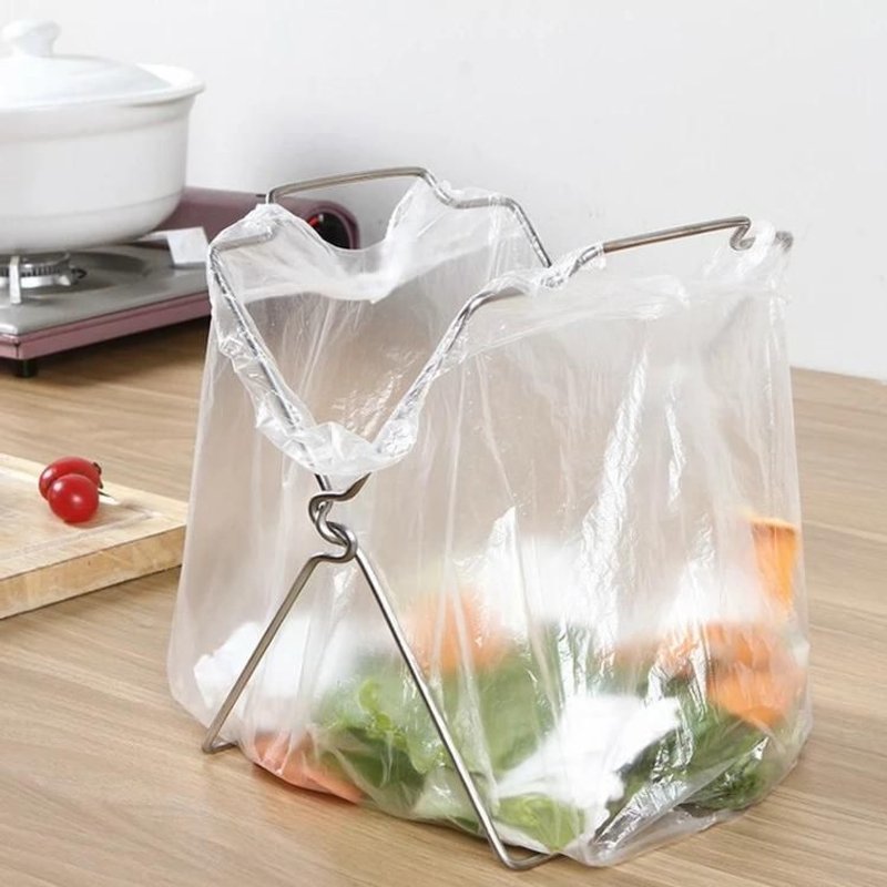 Support De Rangement De Cuisine En Acier Inoxydable-2 Sacs Pliables Et Porte-Serviettes
