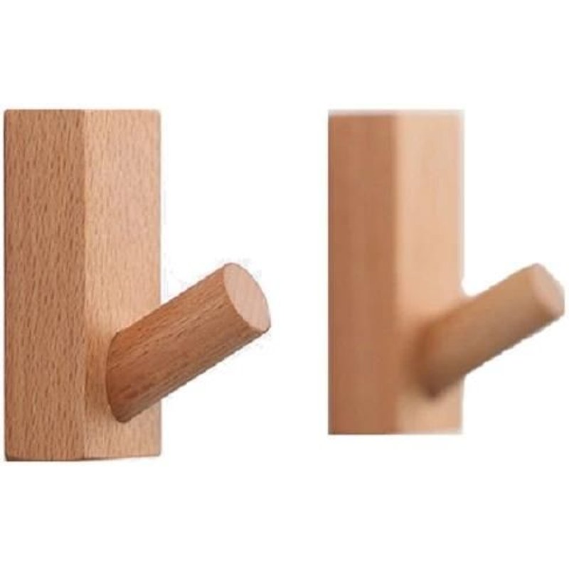 Crochets Collants En Bois Massif-2 Crochets Muraux En HĂȘtre Sans Perforation De