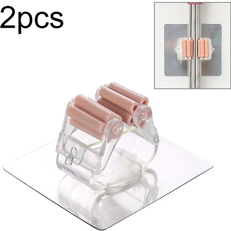 Crochets Muraux De Rangement Pour Vadrouille-Antiadhésifs,2 Pièces,Rose-Rose