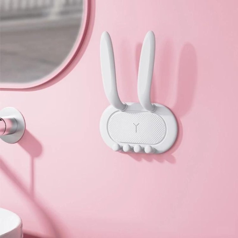 Support De Rangement Mural Multifonctionnel-Oreilles De Lapin Mignonnes,Sans Punch,Blanc