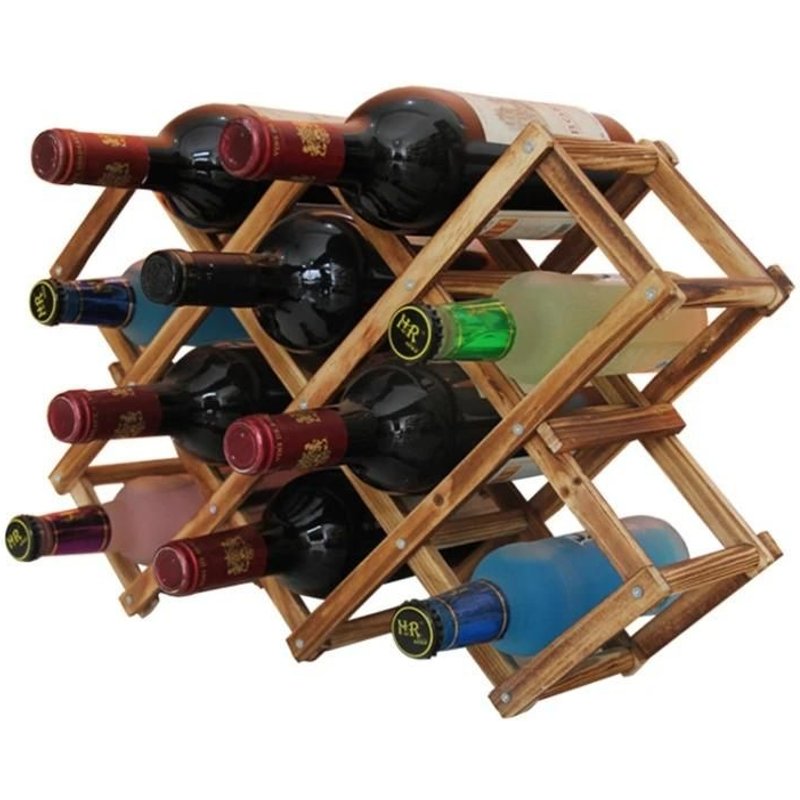 Casier À Vin Pliable-Support En Bois De 10 Bouteilles Pour Présentoir De Bar De Cuisine-
