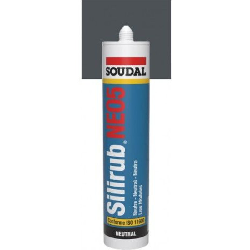 Mastic silicone neutre - gris terre d'ombre 7022 - 300ml - Silirub Neo5 - par 24 SOUDAL