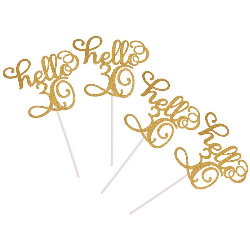 Lot De 4 Décorations De Gâteaux Dorées En Lettres Anglaises Pour Fêtes D'anniversaire Et Célébrations