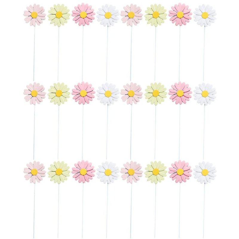 40 Décorations De Gâteaux Assorties En Forme De Marguerites Pour Fêtes D'anniversaire, Papier Et Plastique Durables