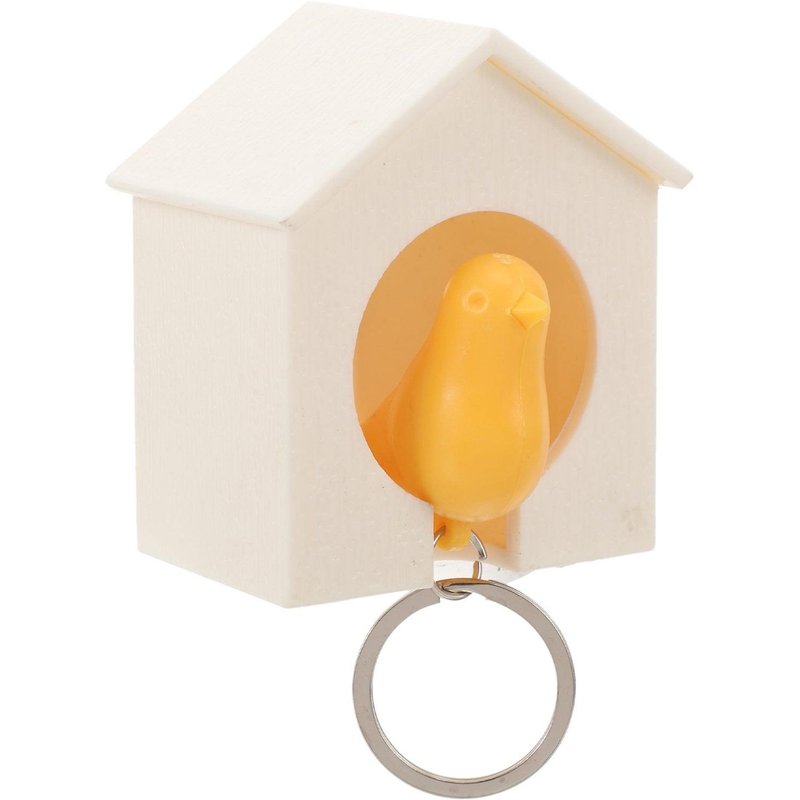 Porte-Clés Nichoir Avec Porte-Clés Moineau Et Sifflet De Sécurité - Rangement De Clés Pour Enfants - Blanc Et Jaune