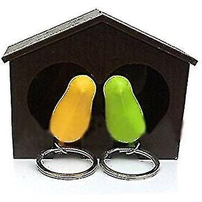 Porte-Clés Nichoir Avec Porte-Clés Et Sifflets Moineaux - Marron Et Vert, Plastique Abs Durable