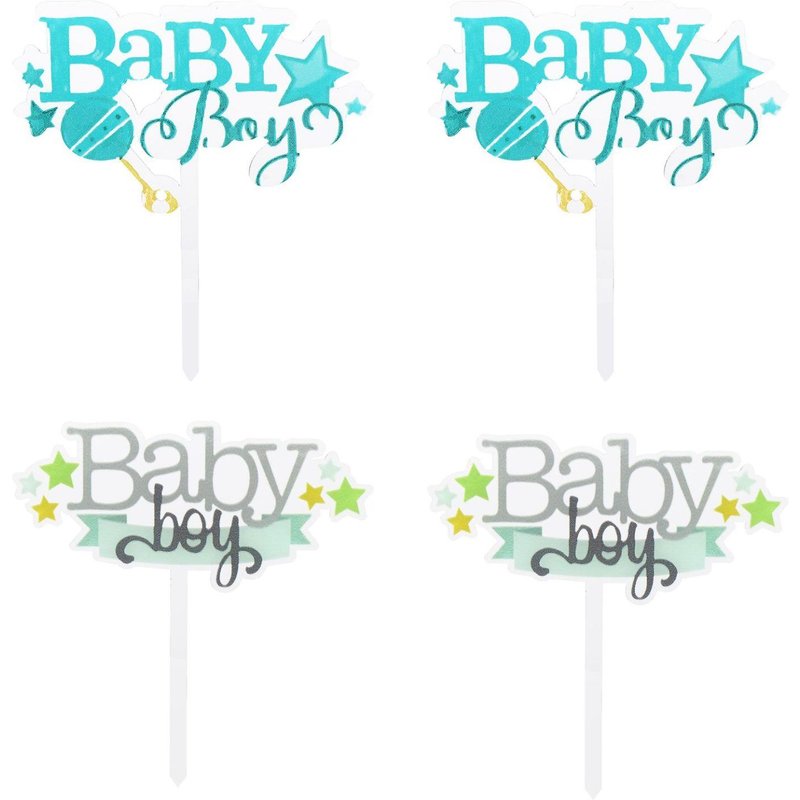 Ensemble De Décorations De Gâteaux D'anniversaire En Acrylique Pour Garçons - 4 Pièces Avec Motifs De Lettres Colorées