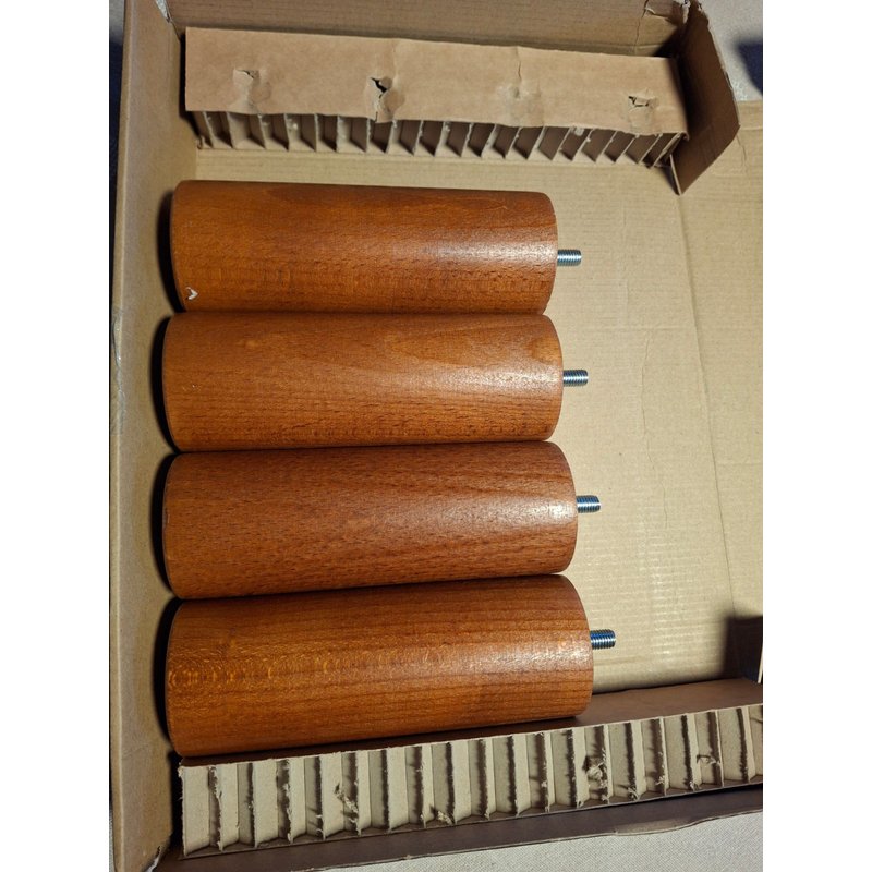 4 Pieds De Lit À Vis En Bois Teinté Merisier