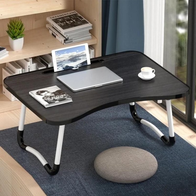 Bureau Pliant Réglable-Pieds Antidérapants En Forme De W,Fente Pour Cartes,Noir Noir