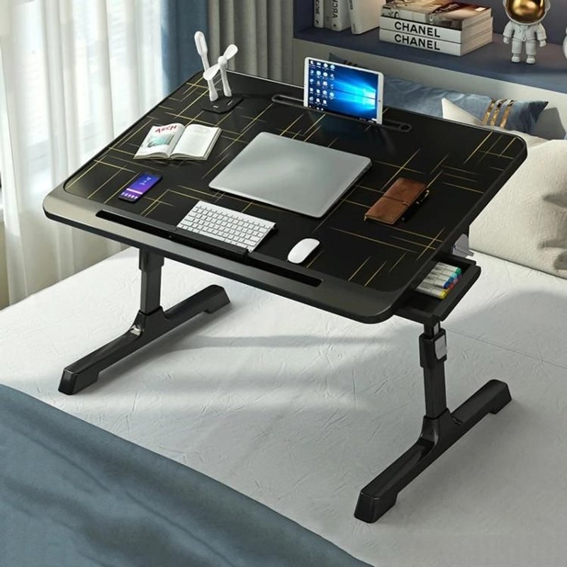 Bureau D'ordinateur Pliable Relevable Avec Usb Et Tiroir-