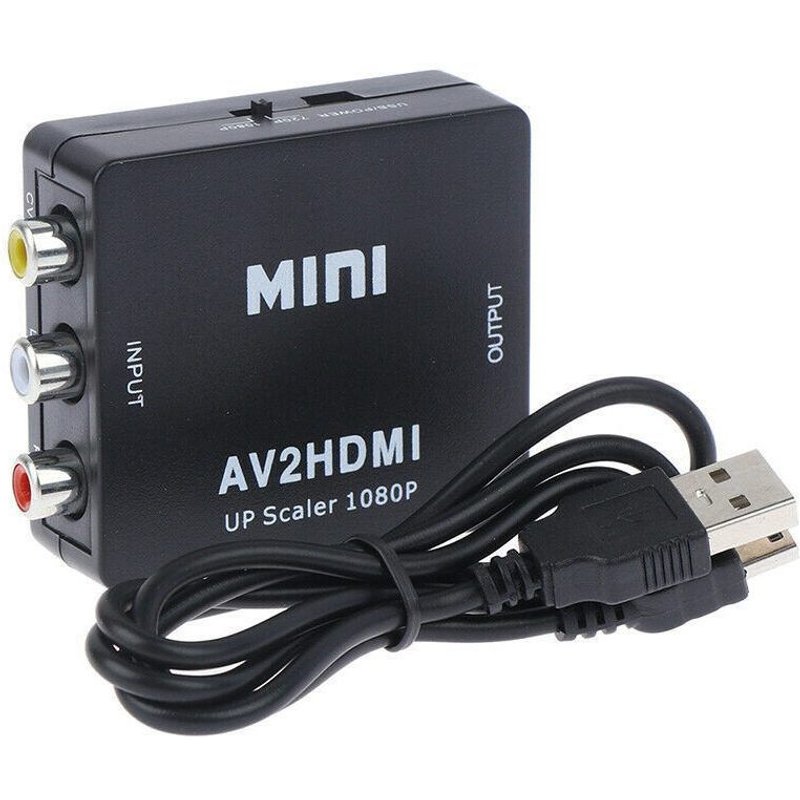 Convertisseur vidéo composite AV CVBS 3RCA vers HDMI, conversion ascendante 1080p, noir