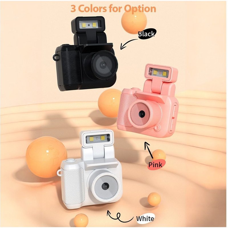 Appareil photo numérique compact avec vidéo 1080p, écran 1,44"", 6 filtres, carte TF jusqu'à 512 Go - Noir, blanc, rose