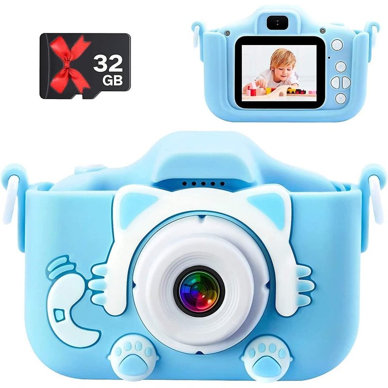 Appareil photo numérique double pour enfants 20 MP 1080p HD avec filtres, cadres, mise au point automatique, batterie rechargeable, carte SD 32 Go incluse