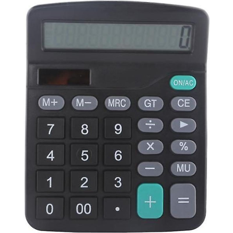 Calculatrice à 12 chiffres, double alimentation solaire et batterie, avec grand écran et gros boutons
