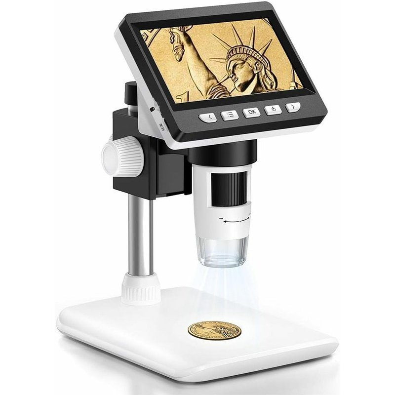 Microscope numérique LCD 1000X 1080P USB avec loupe et éclairage LED pour macOS et Windows