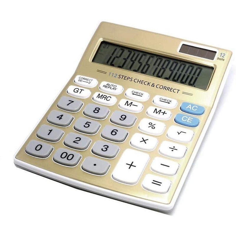 Calculatrice double alimentation avec grand écran LCD, boutons durables et design antidérapant pour une utilisation au bureau