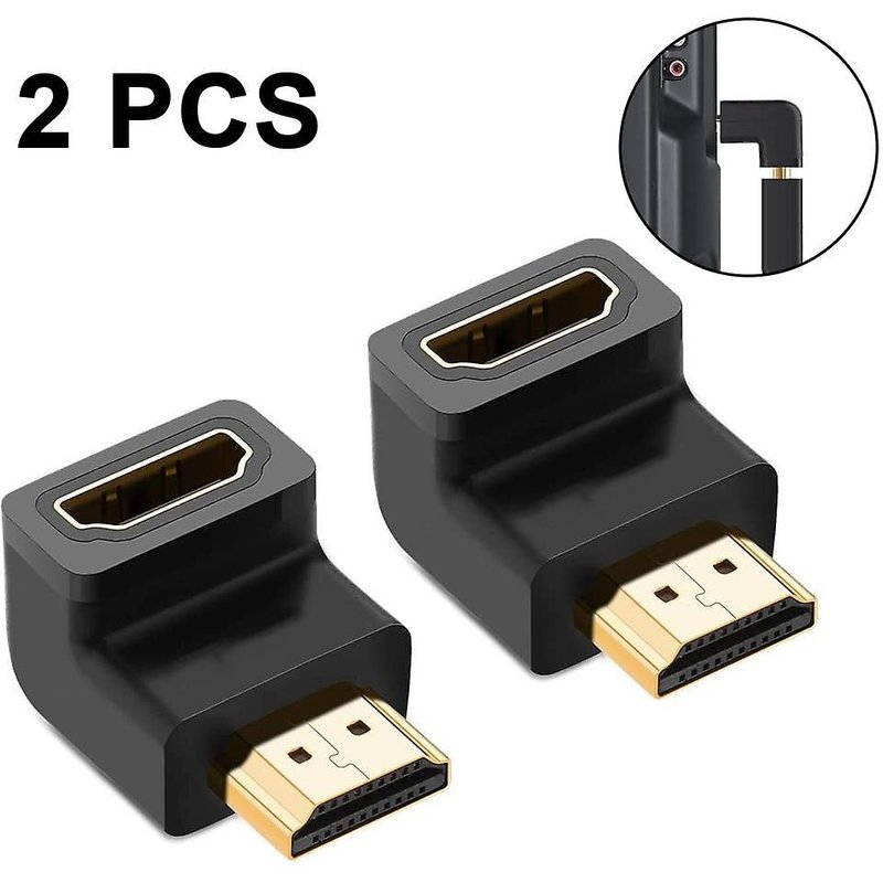 Adaptateurs HDMI 90 degrés, lot de 2, plaqués or, 4K2K HD, Ethernet haut débit, conception durable