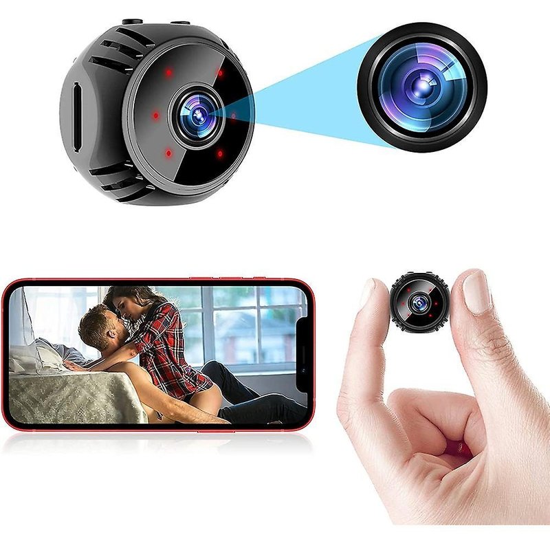 Mini caméra de surveillance pour téléphone portable avec vision nocturne, accès Wi-Fi, HD 1080p, détection de mouvement, design compact
