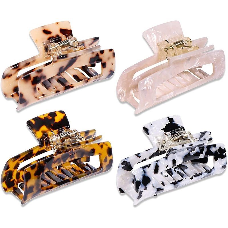 Lot De 4 Élégantes Barrettes À Cheveux En Écaille De Tortue ¿ Barrettes En Acrylique Durables Pour Tous Types De Cheveux ¿ Cadeau Idéal Pour Femme