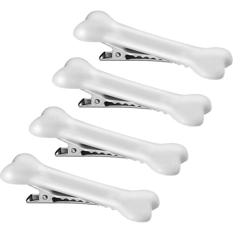 Lot De 4 Barrettes À Cheveux En Forme D'os Pour Chien - Jolies Barrettes Blanches Pour Halloween, Le Cosplay Et Le Quotidien - Design Durable En Plastique Et Métal