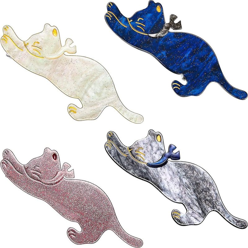 Adorable Lot De 4 Barrettes À Cheveux En Résine Pour Chat ¿ Barrettes Colorées Pour Amoureux Des Chats ¿ Accessoires Pour Cheveux Durables Et Élégants